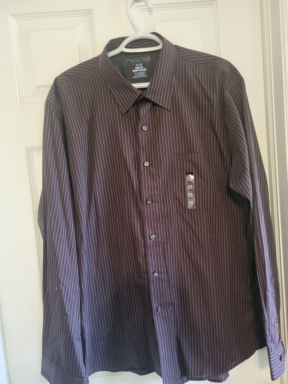 Van Heusen Men's Purple Pinstripe Dress Shirt